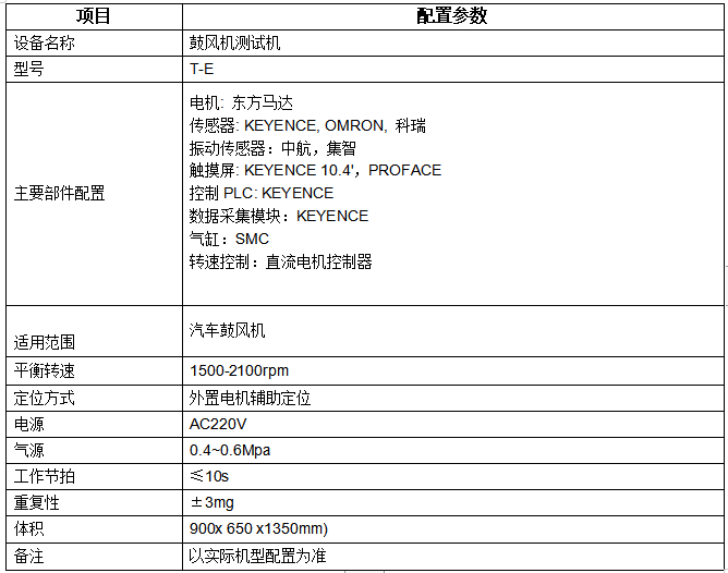 鼓風(fēng)機平衡測試機設(shè)備參數(shù)